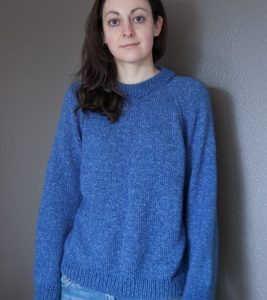 pirateforhire models her completed Autumn League Pullover