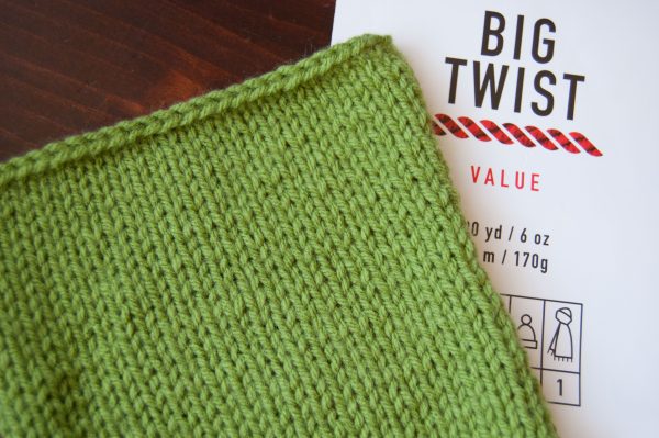 Big twist value yarn knit in a swatch