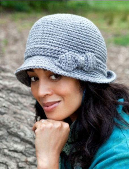 Elegant Crochet Hat by Caron. Recommended pattern for Loops & Threads Creme Cotton yarn.