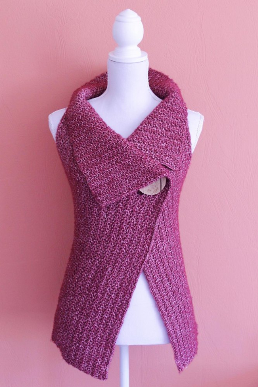 Peak-a-Boo Button Wrap by Miss Neriss. Recommended pattern for Loops & Threads Creme Cotton yarn.