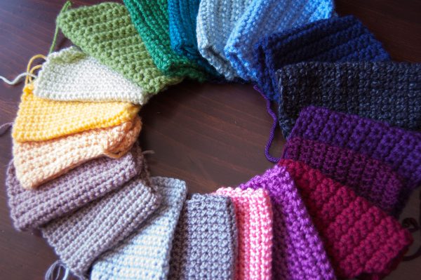 Rainbow of crochet swatches