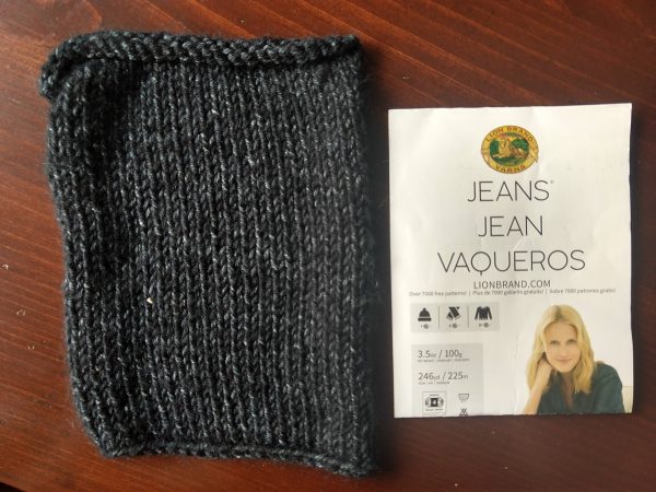 lion brand jeans yarn swatch washed