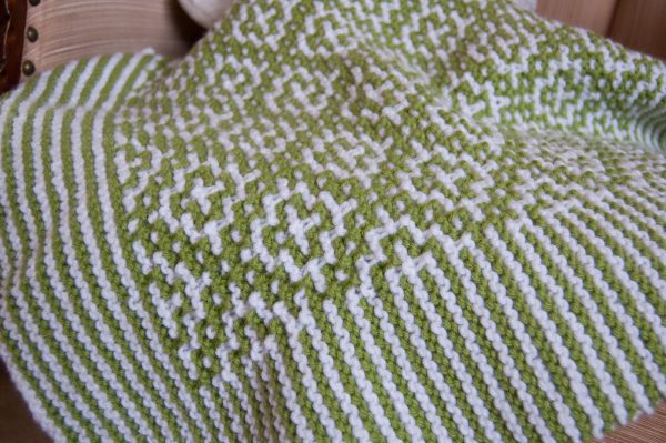 mosaic knitting blanket closeup baby