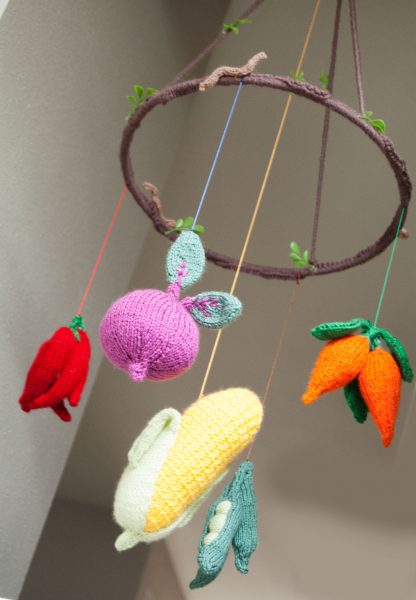 completed vegetable baby mobile