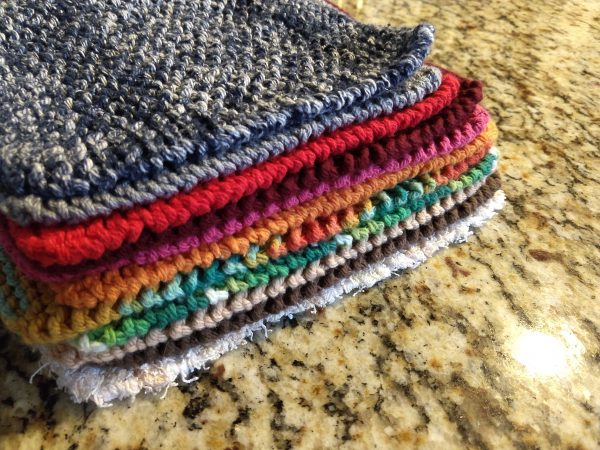 colorful knit cotton dishcloths